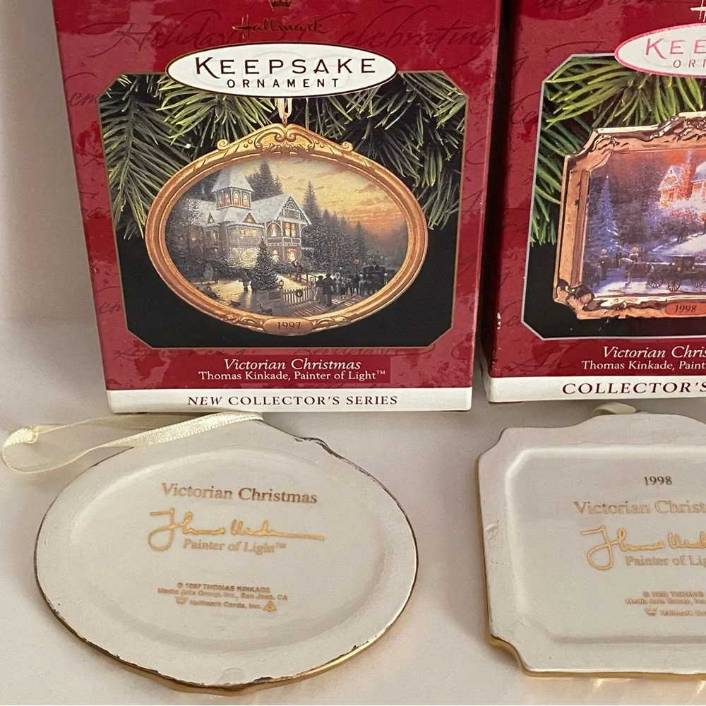 Lot of 4 Hallmark Keepsake Ornaments Victorian Christmas & Christmas Gathering